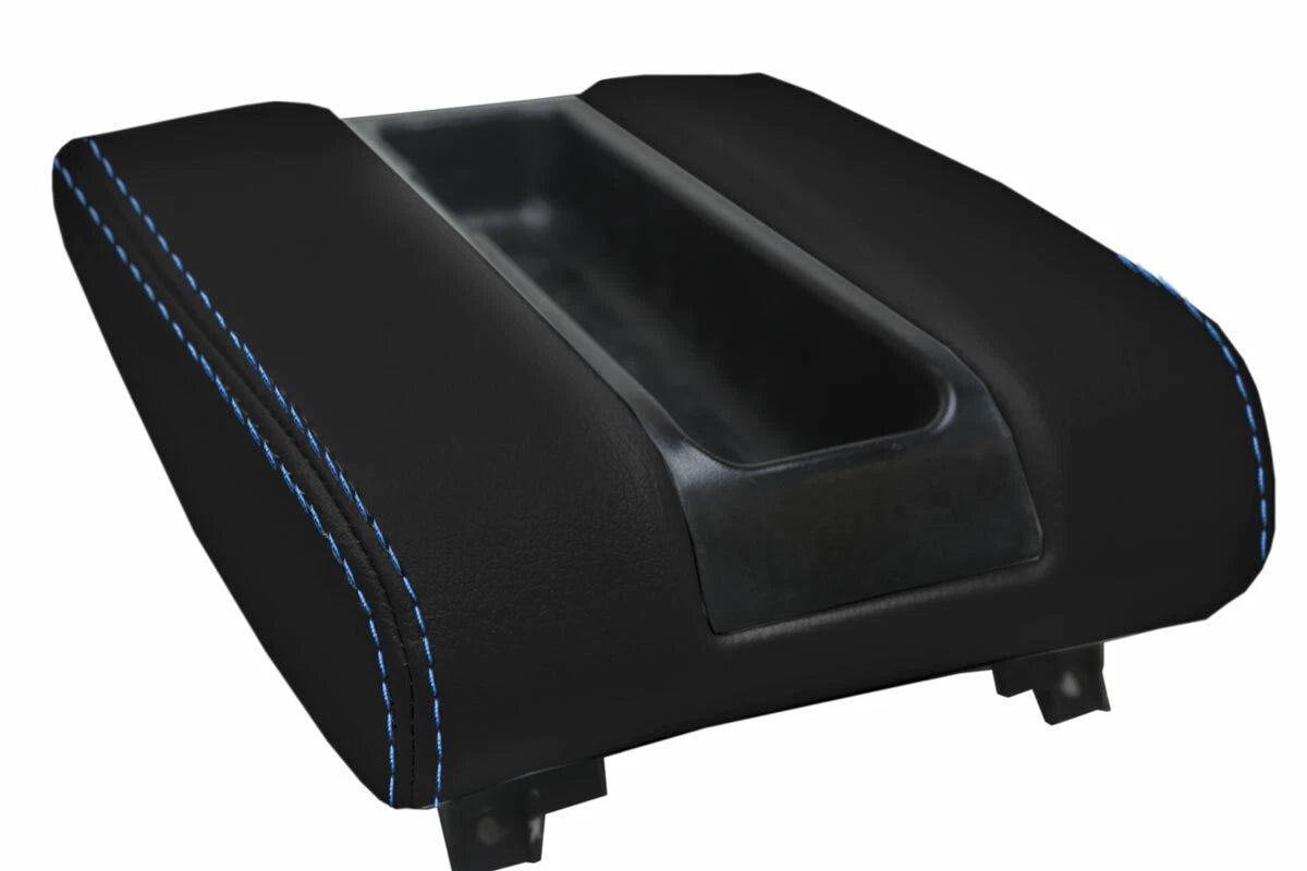 Leather Center Console Lid Armrest Cover for BMW E39 (1997–2003) Blue Stitch