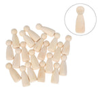 Set of 10 Unpainted Wooden Peg Dolls Figures for Wedding Decor 35mm