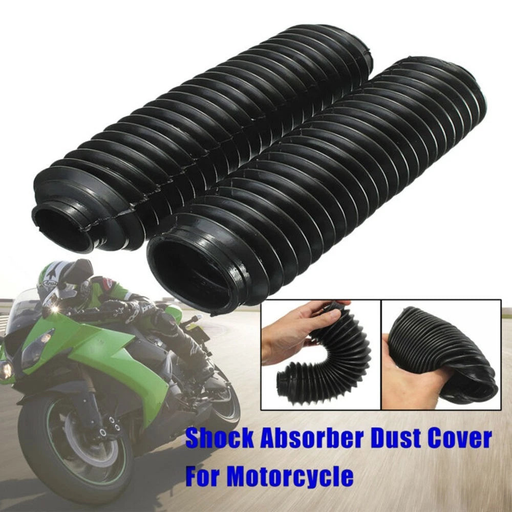 1 Pair Black Motorcycle Front Fork Rubber Gaiters for CQR (245x58x39mm)