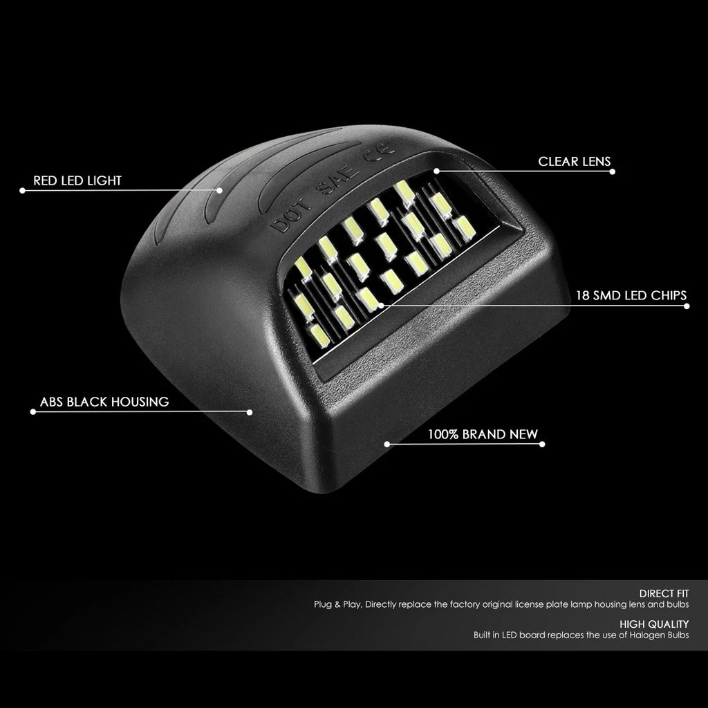 2X LED License Plate Lights for Silverado Sierra (2001–2014)