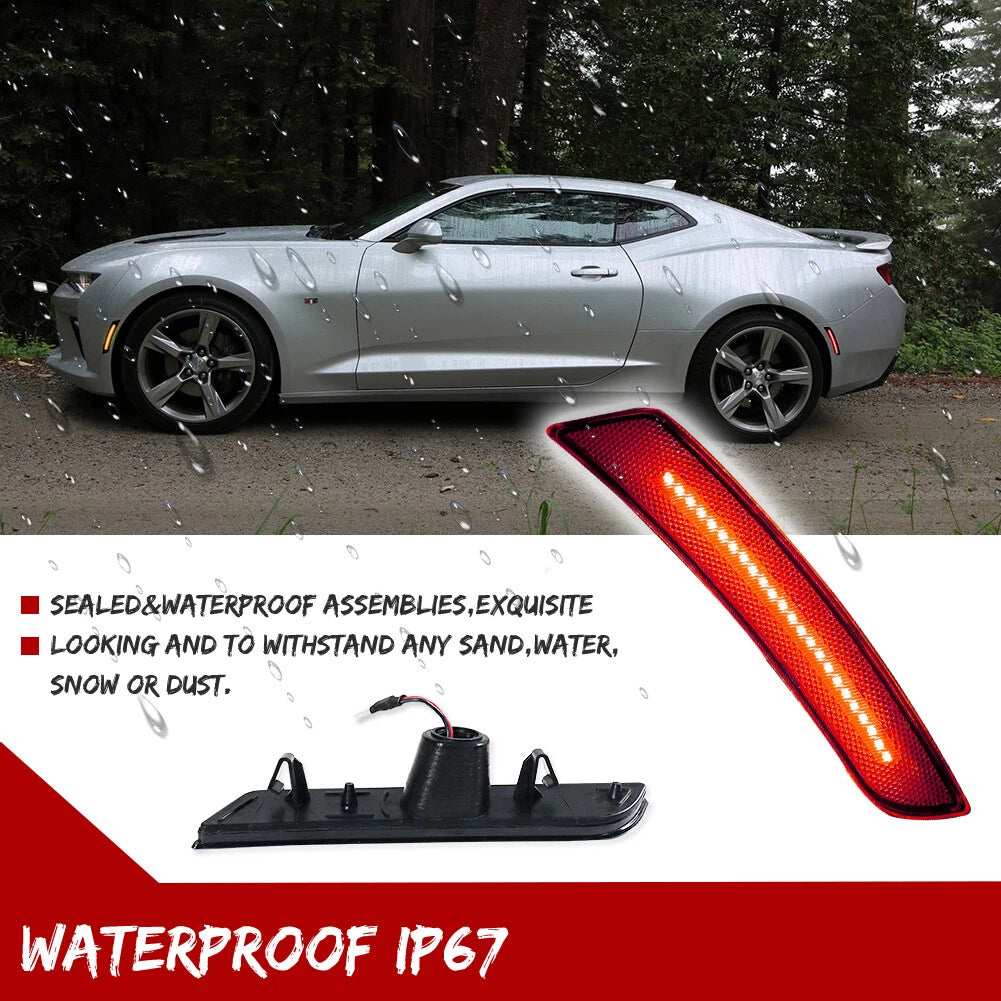 Clear Red LED Rear Side Marker Lights for Chevrolet Camaro (2016–2023)