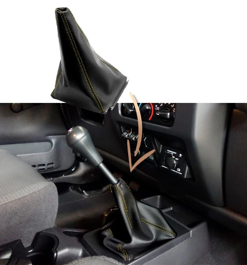 Manual Shift Boot for Jeep Wrangler (2003–2006) Yellow Stitch Leather Synthetic