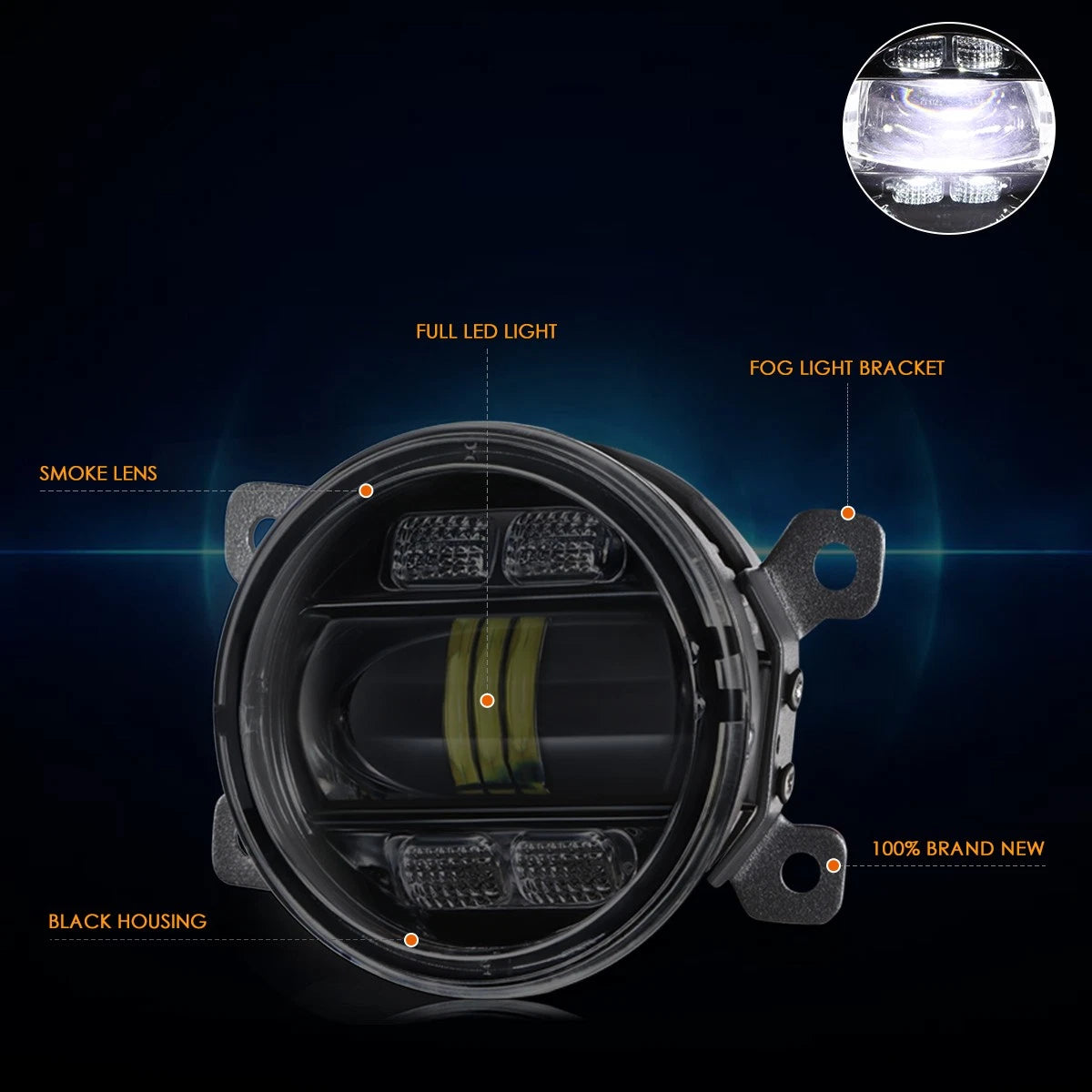 Smoked Lens Full LED Projector Fog Lights for Ranger/Mustang/Navigator (2005–2022)