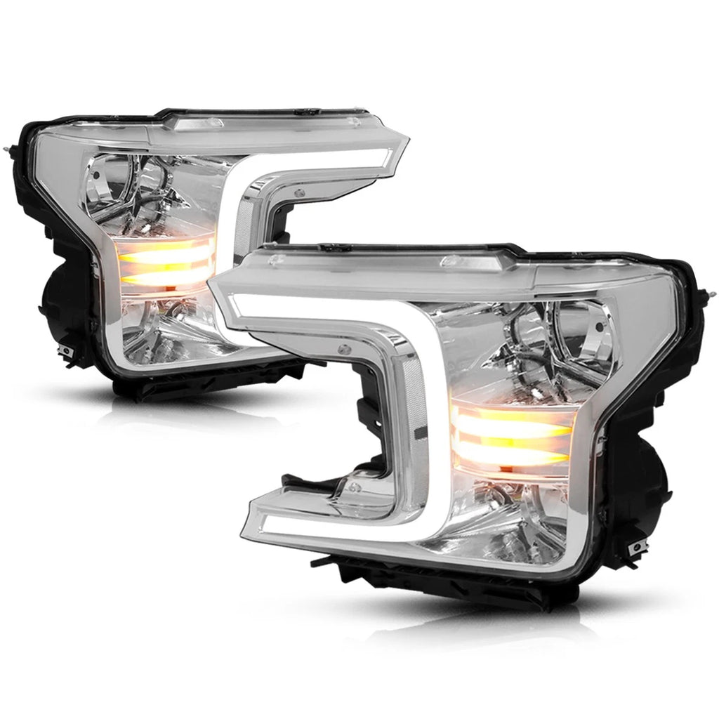 C-Shape LED DRL + Sequential Signal Headlights for Ford F150 (2018–2020)