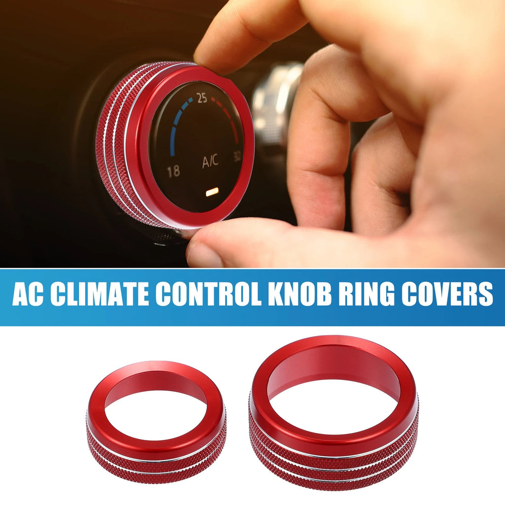 Set of 3 AC Radio Switch Knob Cover Decals for Dodge Durango (2014–2020) Red
