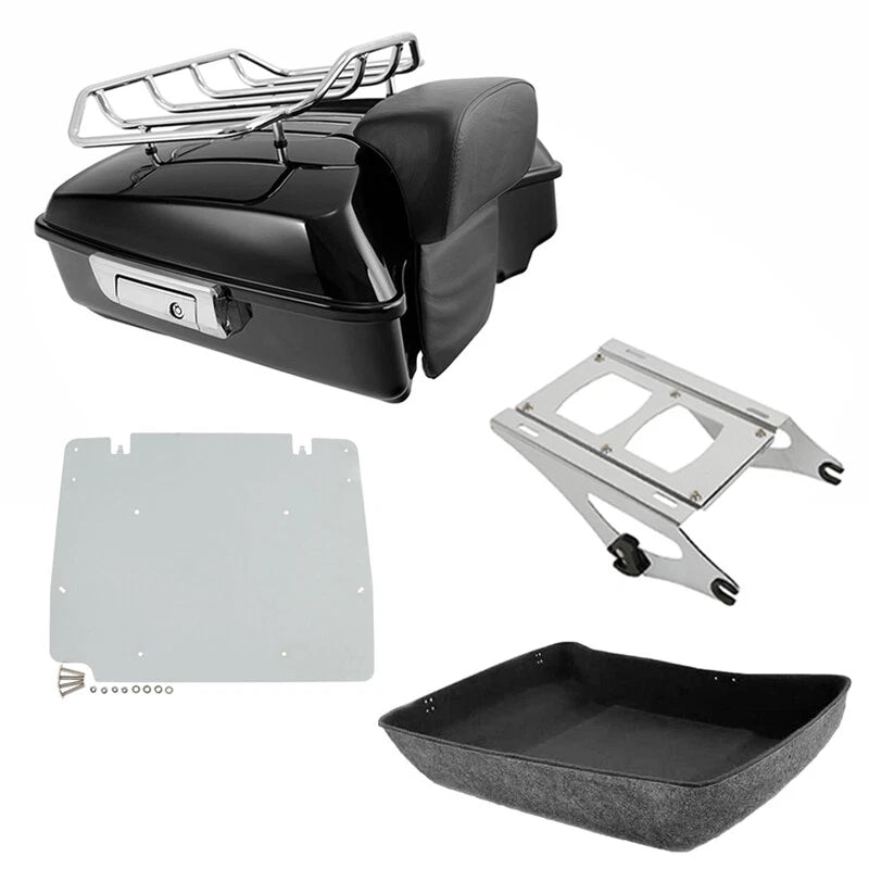 Chopped Trunk Backrest Pad Mount Rack Plate for Harley Street Glide (2014–2026)
