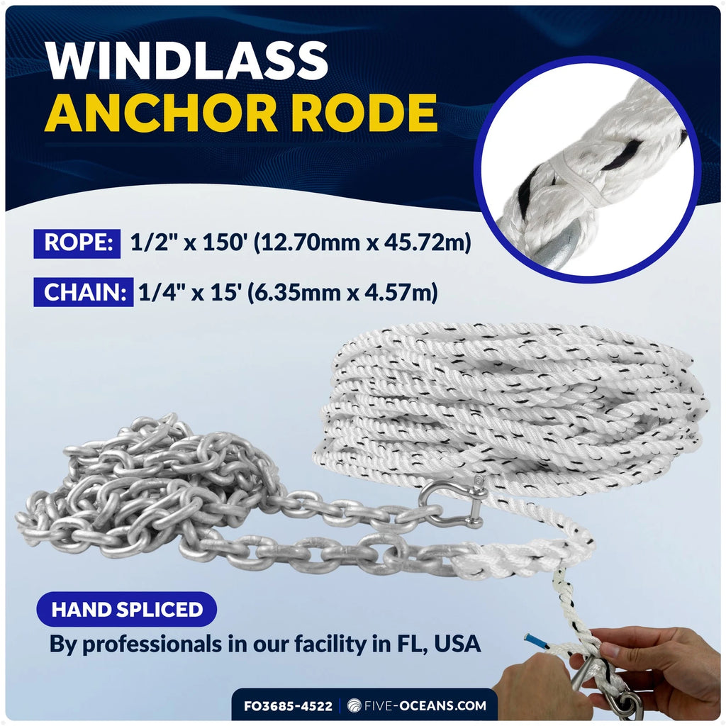 Windlass Anchor Kit 16.5 Lb with 1/2"x150' Rope & 1/4"x15' Chain