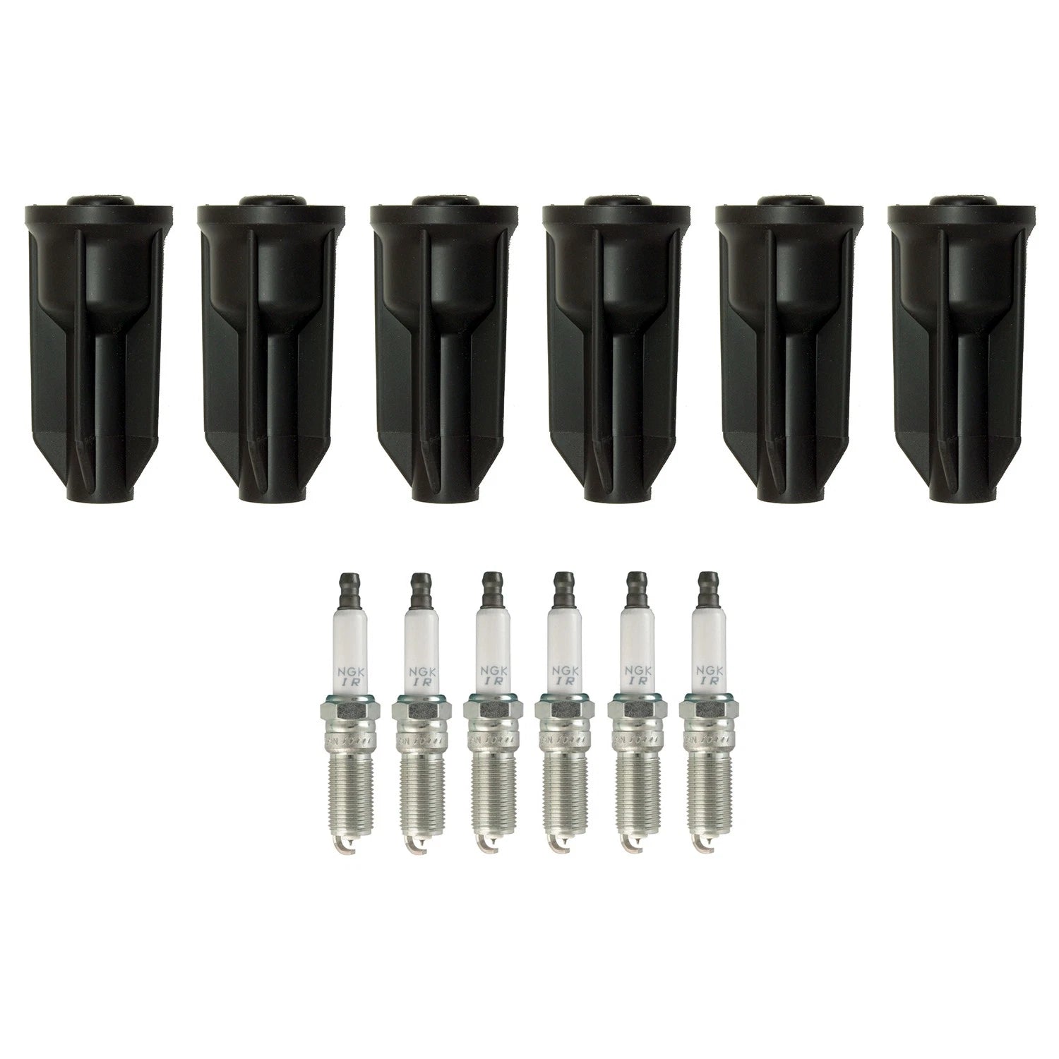 Set of 6 NGK Laser Iridium Spark Plugs & Coil Boots for Envoy Rainier Trailblazer (2002–2009)