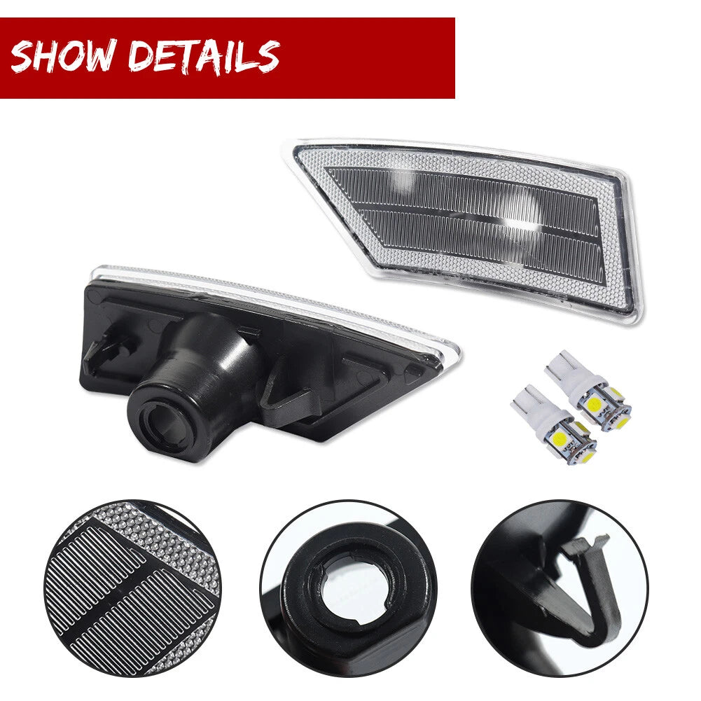 Clear Front Fender Side Marker Lights for Ford Ranger (2019–2021)