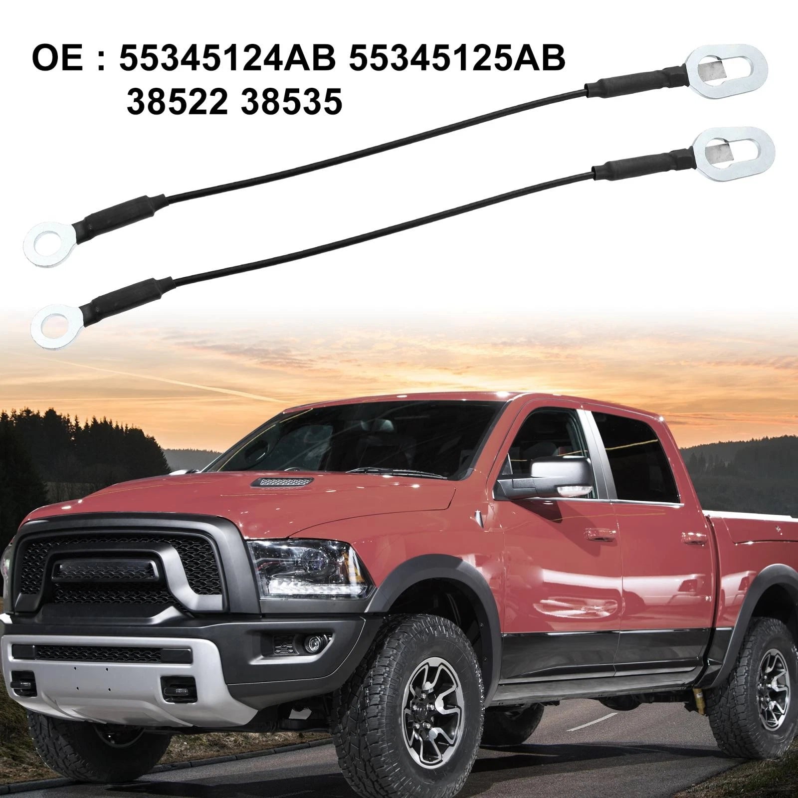 2X Tailgate Cables Holders for Dodge Ram 1500 2500 (1994–2002) 55345124AB