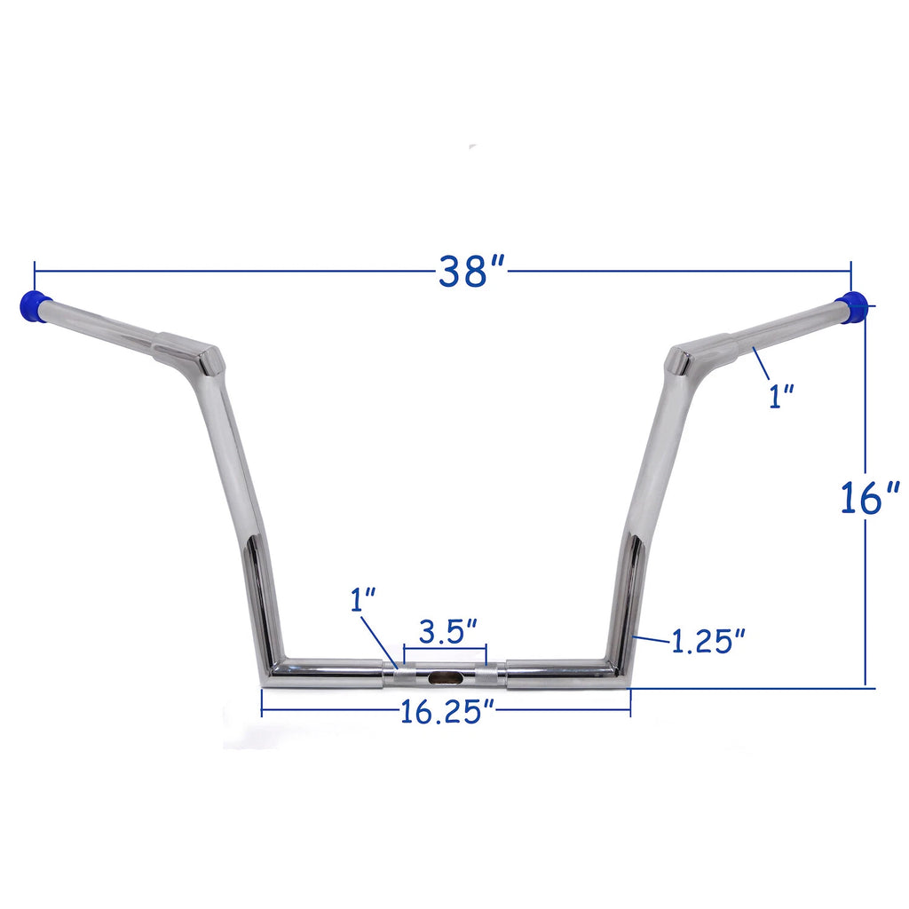 Chrome 14" Ape Hanger Handlebar for Harley Touring 1986–2023