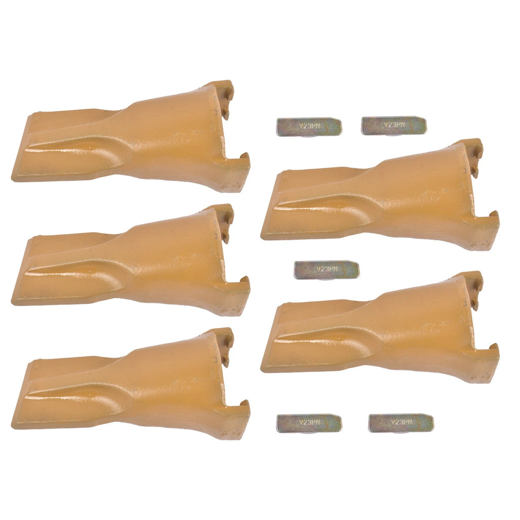 5 Pieces Bucket Teeth with Flex Pins for Crawler Tractor