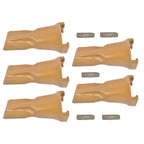 5 Pieces Bucket Teeth with Flex Pins for Crawler Tractor