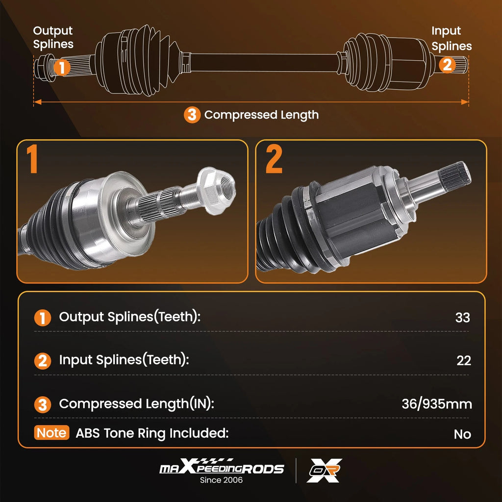 Front Passenger CV Axle Assembly for Chevrolet Cruze (2016–2019) L4 1.4L
