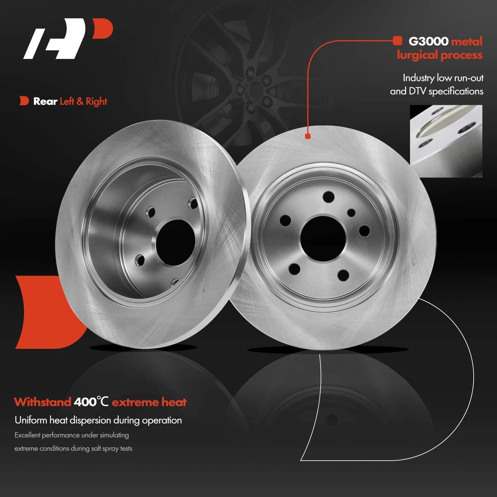 Rear Disc Brake Rotors and Ceramic Pads for Toyota Avalon (2000–2004)