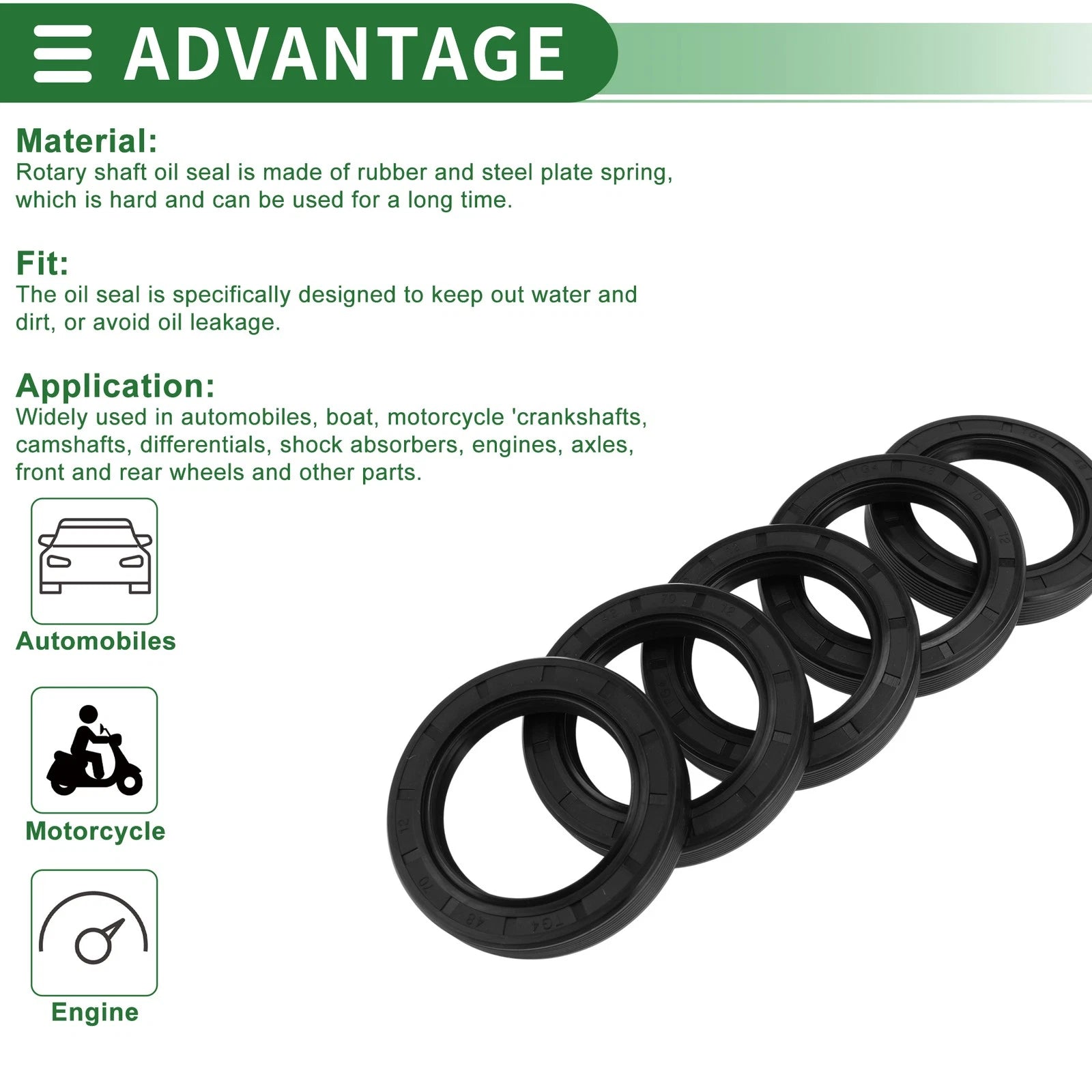 Oil Seal   - NBR Rubber 48x70x12mm