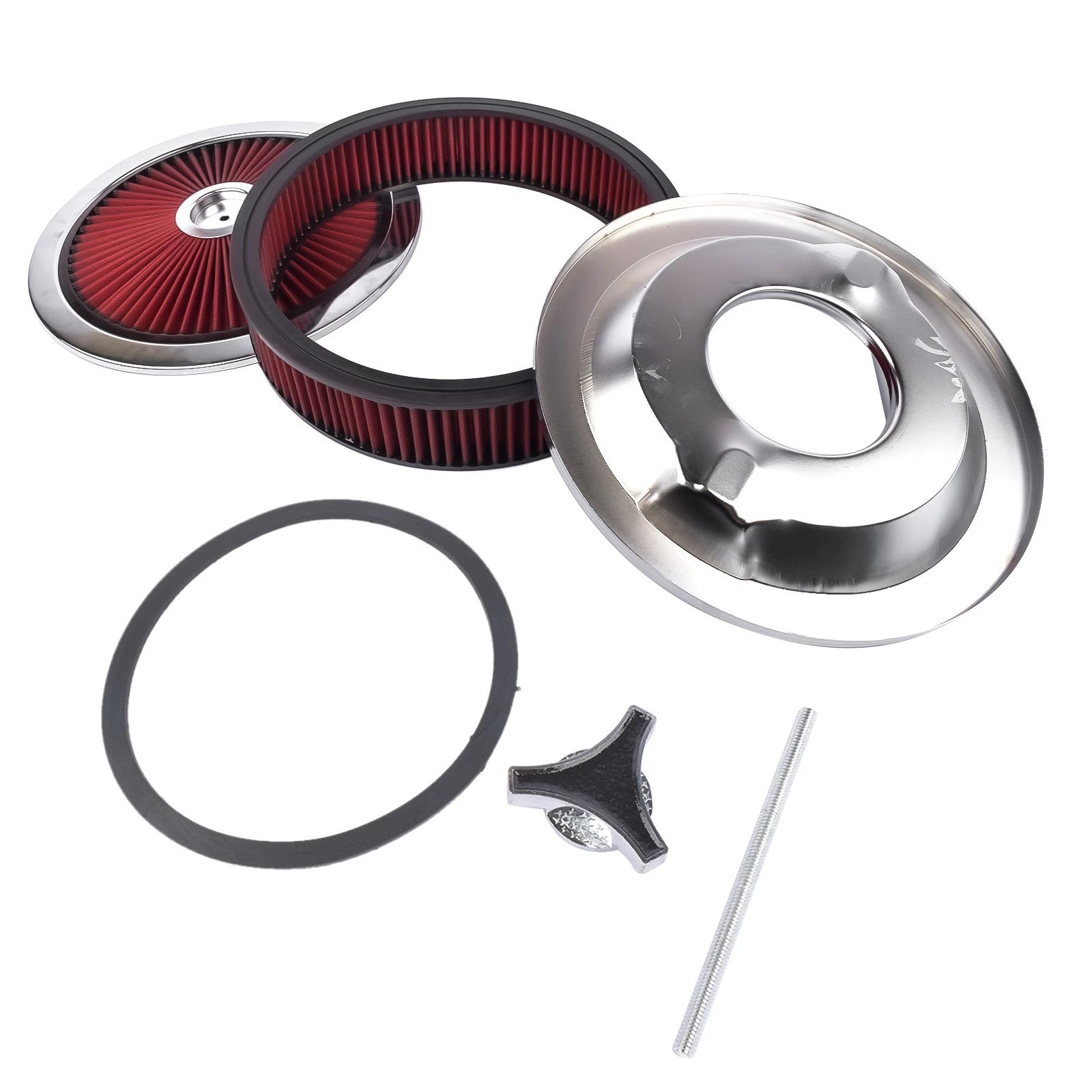 14" x 3" Round Air Cleaner w/ Chrome Lid for Universal Fit (5-1/8" Neck)
