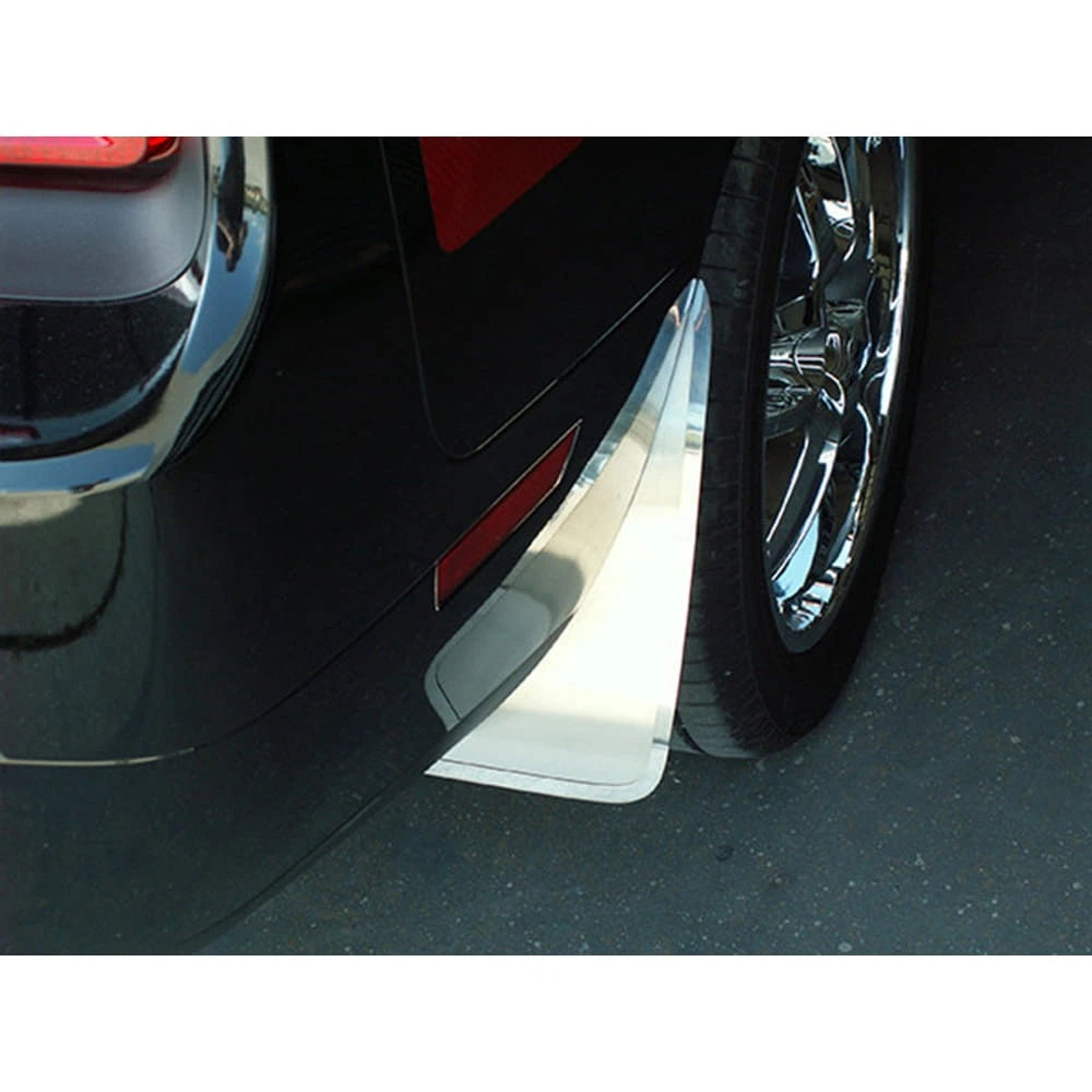 4pc Brushed Stainless Steel Mud Guards w/ABS Backing for 15-17 Dodge Challenger