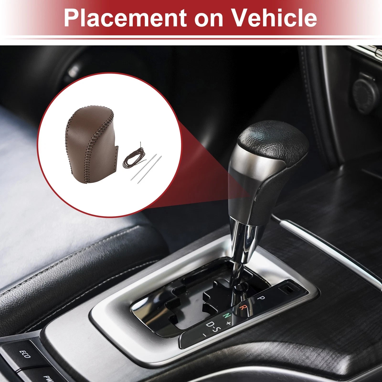 1 Pcs Gear Shift Knob Cover for Honda HR-V (2023–2024) Brown Faux Leather