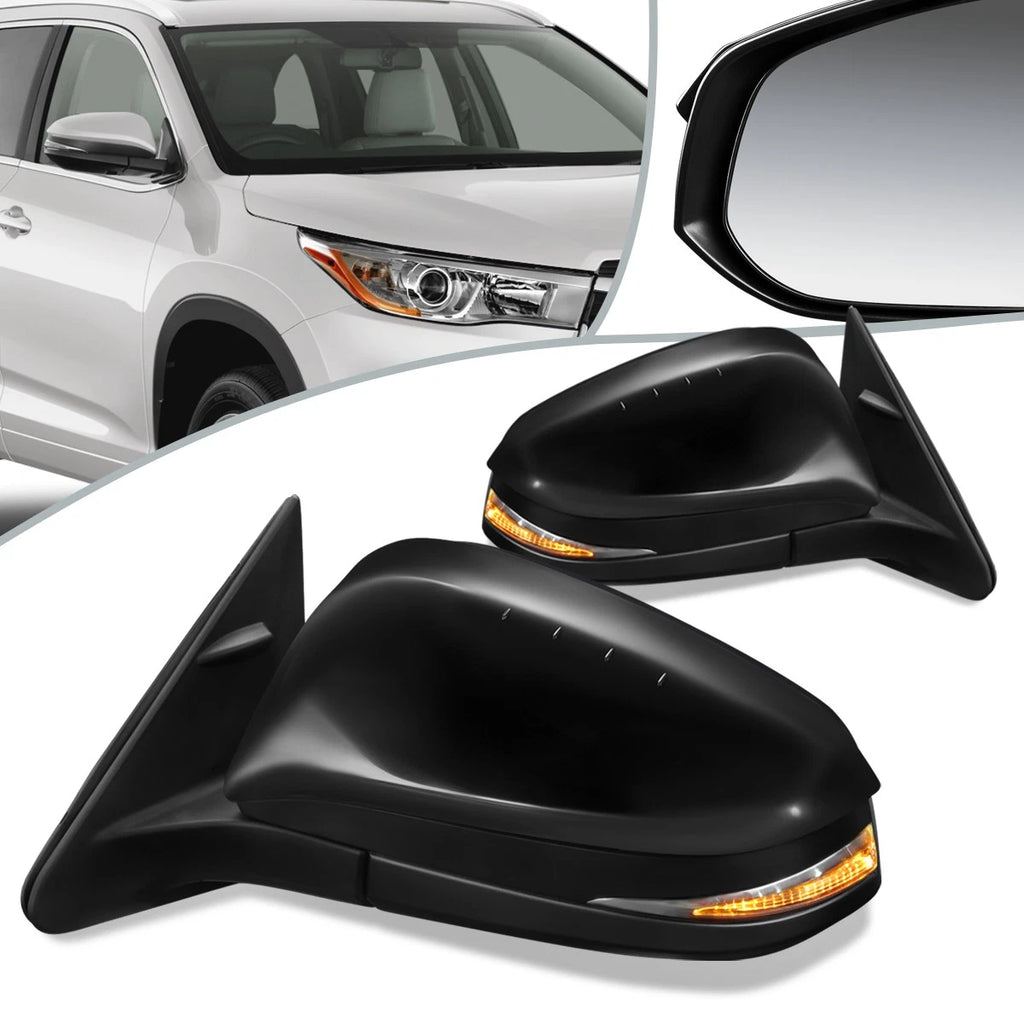 Pair Power Turn Signal Side Door Mirror for Highlander (2014–2017) TO1320319 TO1321319