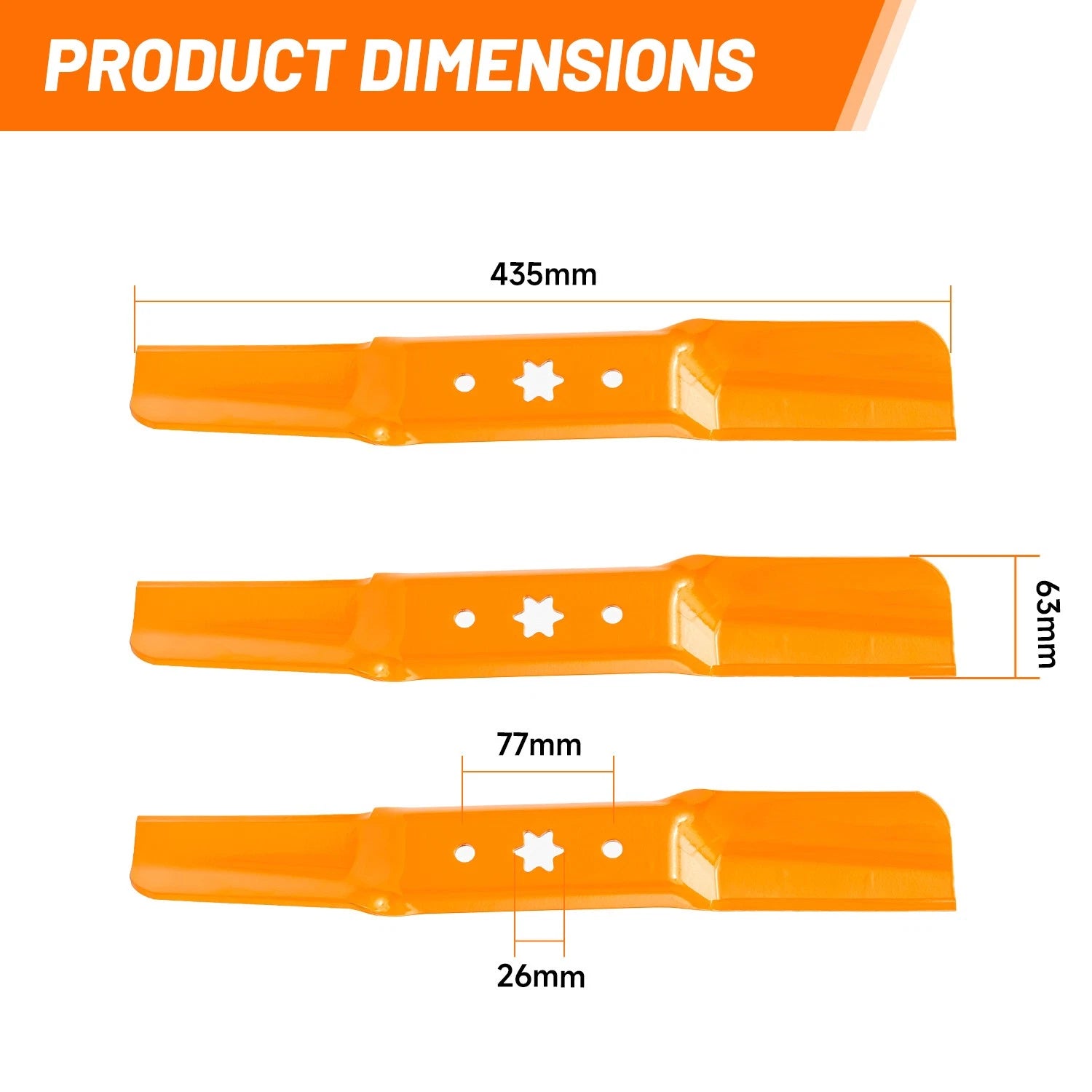 3 Pack Mower Blades for Cub Cadet XT1 XT2 50" Deck (MTD 942-05052A 742-05052A)