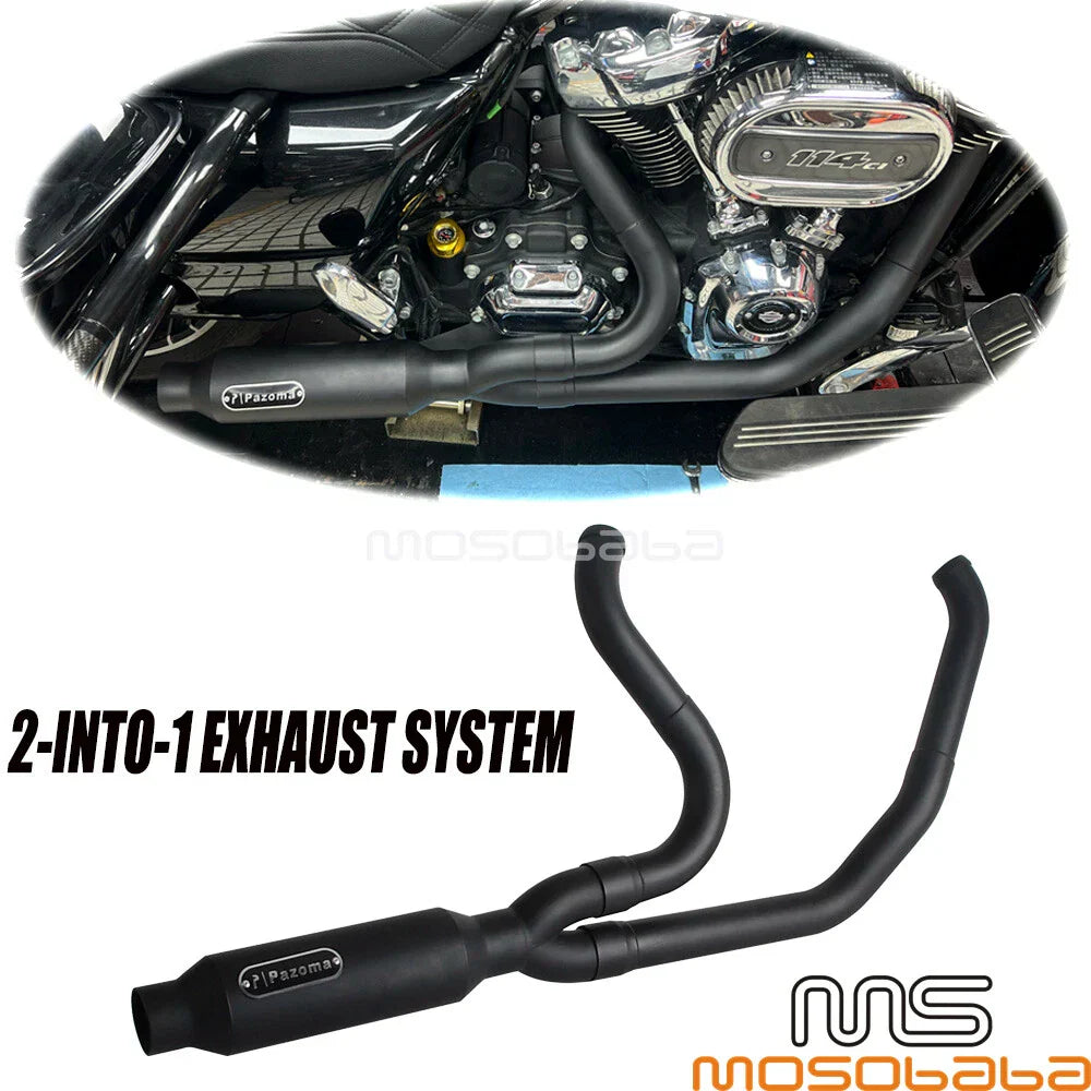2into1 Exhaust Muffler Pipe for Harley Touring Road Glide Road King (2017-2023)