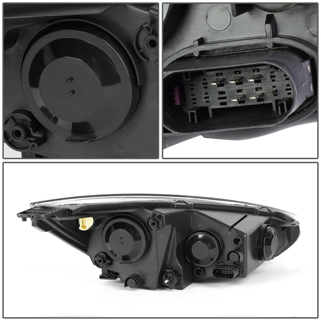 Pair of Black/Clear Signal Headlight Lamps for Ford Focus (2015–2018)
