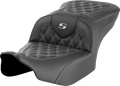 SADDLEMEN RoadSofa Seat for Harley Davidson (2014–2023) - Lattice Silver Stitch