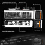 C-LED Headlight + Signal + Amber Corner Lamp for GMC C/K 1500-3500 (1994–2000)