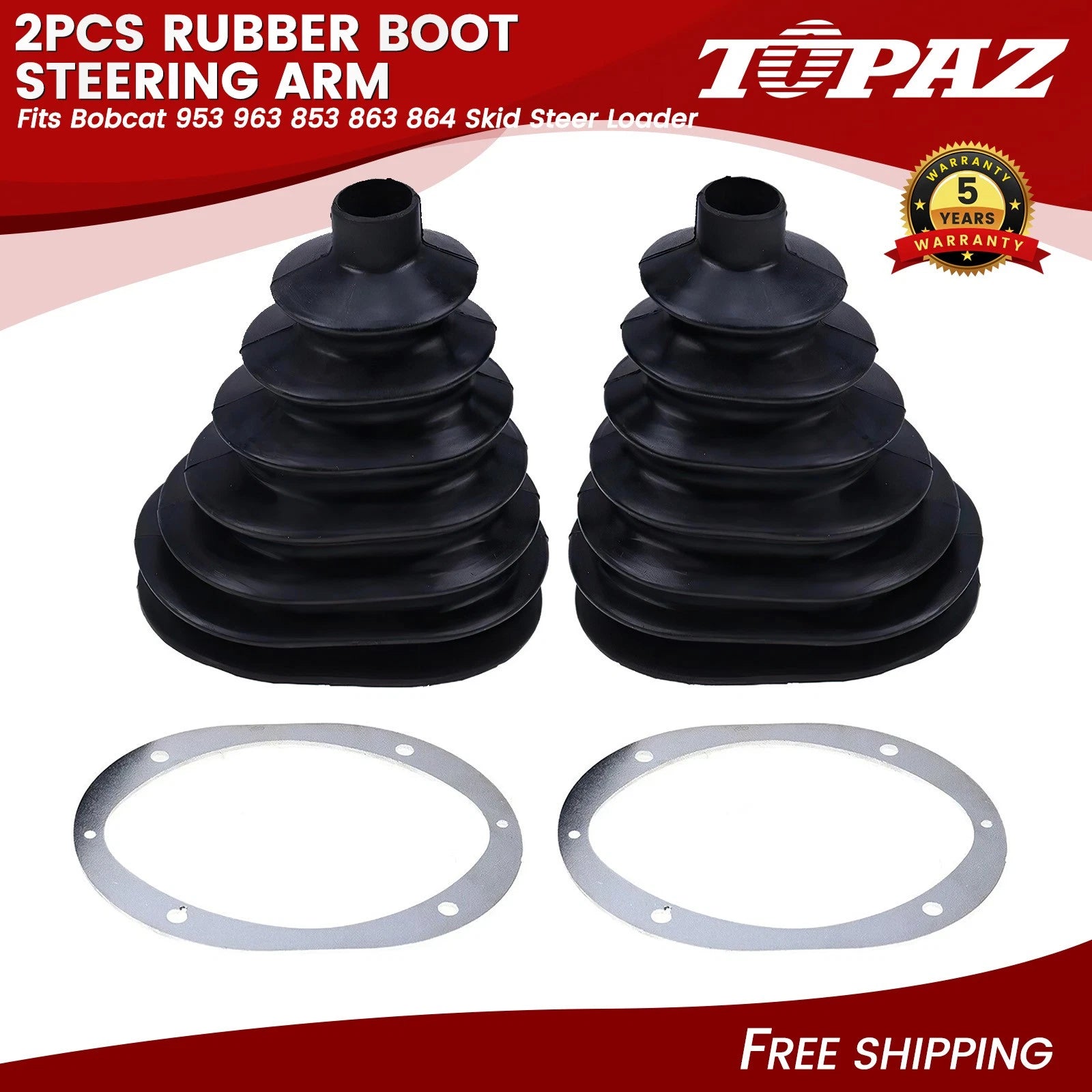 2X Rubber Boot Steering Arm for Bobcat 953 963 853 863 864 (1990–2023)