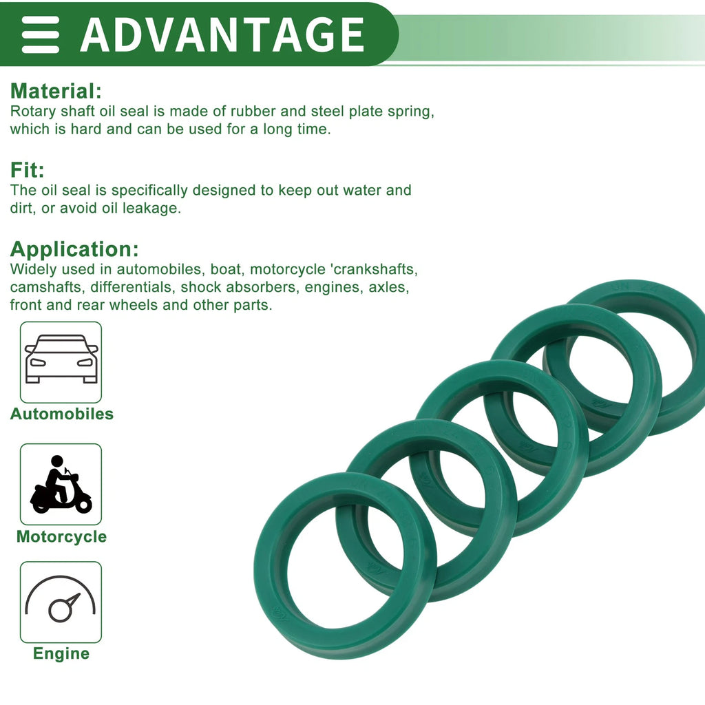 Set of 5 Oil Seal Rotary Shaft Seal 24x32x6mm High Pressure Green