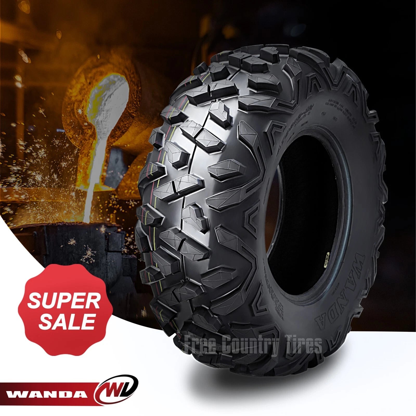 WANDA UTV ATV Tire 26x9-12 6PR 10377 Deep Tread Bighorn Style