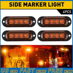 Set of 4 Amber 4LED Side Marker Lights for Truck Trailer RV