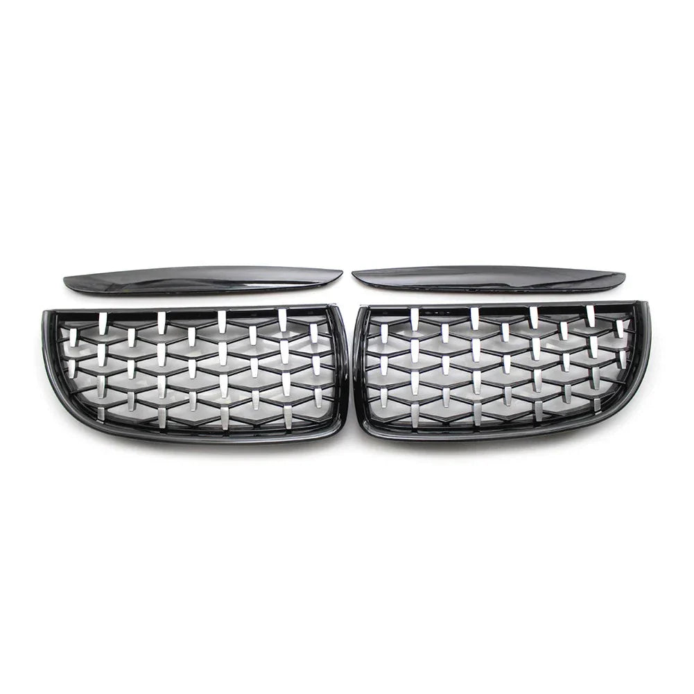 Front Frame & Chrome Grille for BMW E90 2005-2008 Black Pair