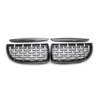 Front Frame & Chrome Grille for BMW E90 2005-2008 Black Pair