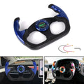 Universal Blue U Shape Flat Dish Steering Wheel 6 Holes + Horn Button