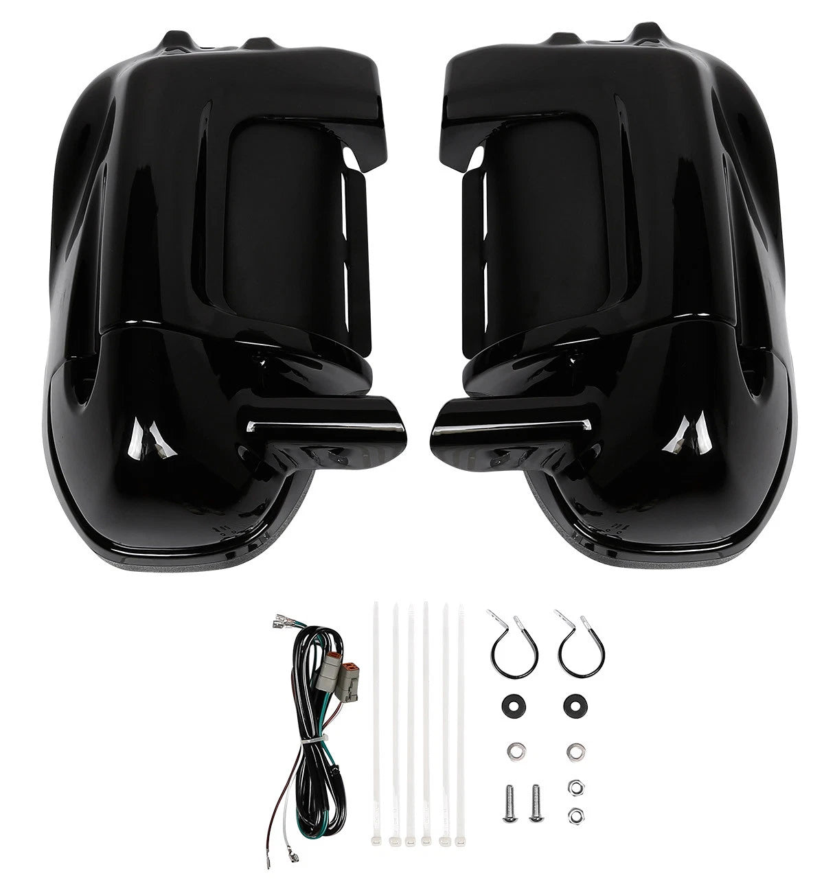 Gloss Black Lower Vented Fairing Speaker Glove Kit for Harley Touring (1983–2013)