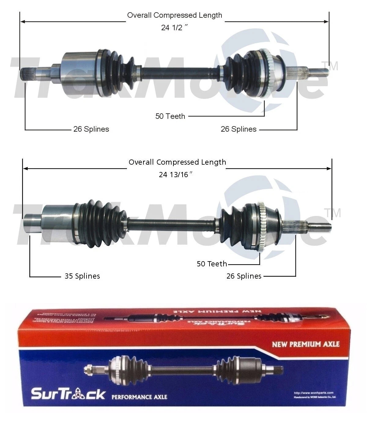 Set of 2 Front CV Axle Shafts for Ford Taurus SHO (1996–1999)