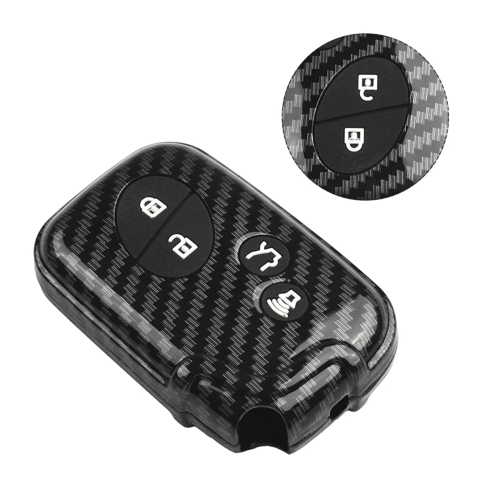 Key Cover 1 x ABS & Rubber Carbon Fiber Look for Car