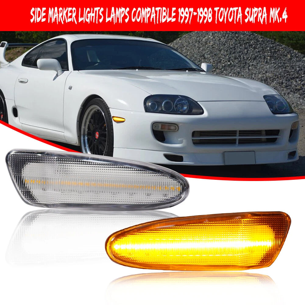Clear Lens Amber LED Front Fender Side Marker Lights for Toyota Celica (2000–2005)