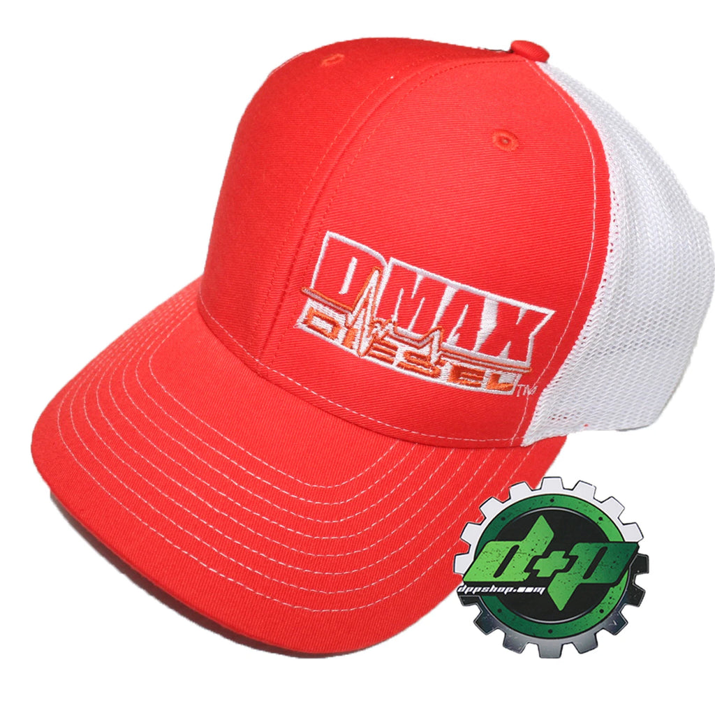 Duramax Diesel Trucker Hat for Richardson (Orange/White Mesh Snapback)