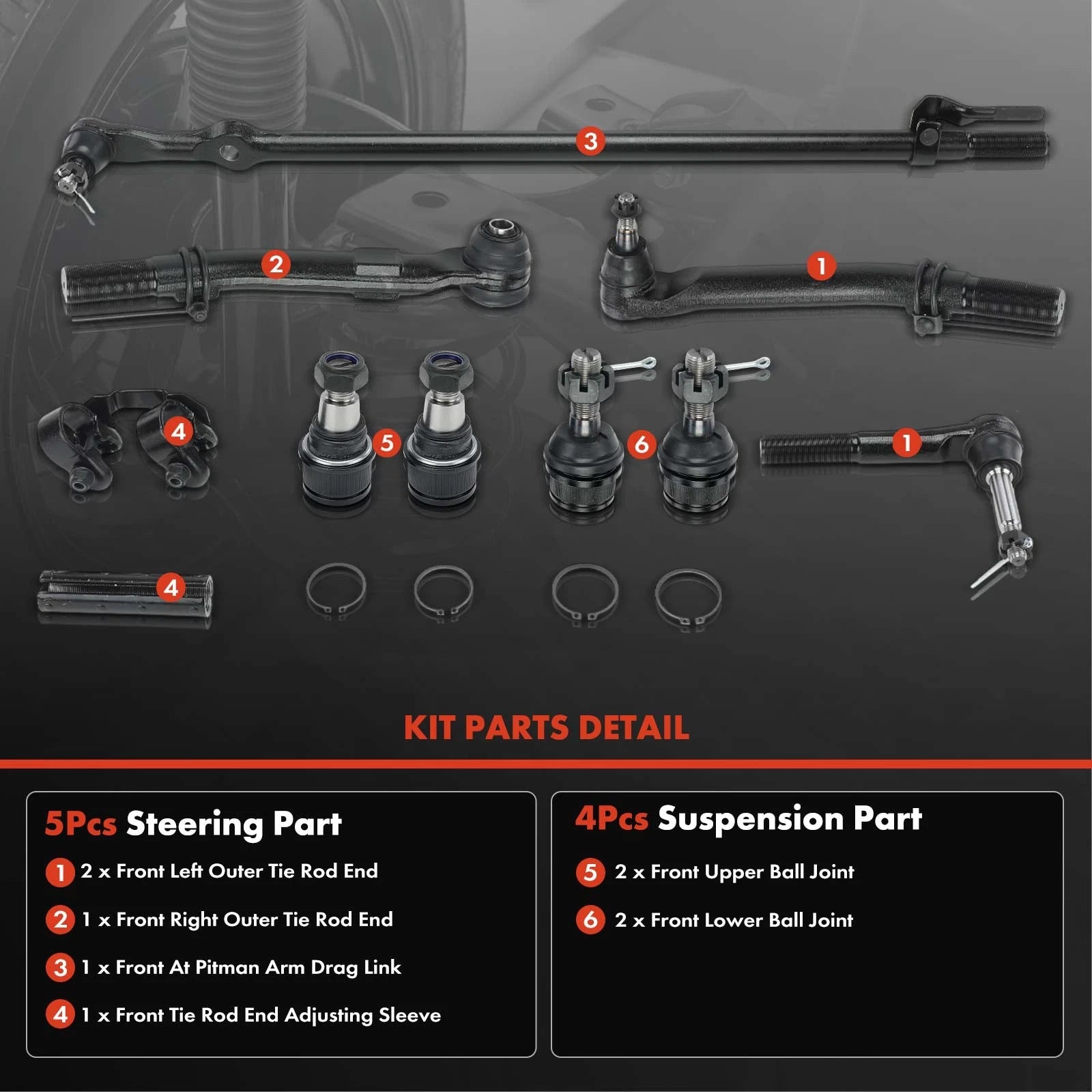 9x Front Side Control Arm for Ford F-250 F-350 Super Duty (2005–2010)