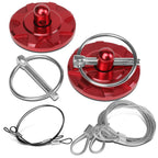 Hood Locking Latch Pin Kit for Universal Fit Vehicles (Red Aluminum)
