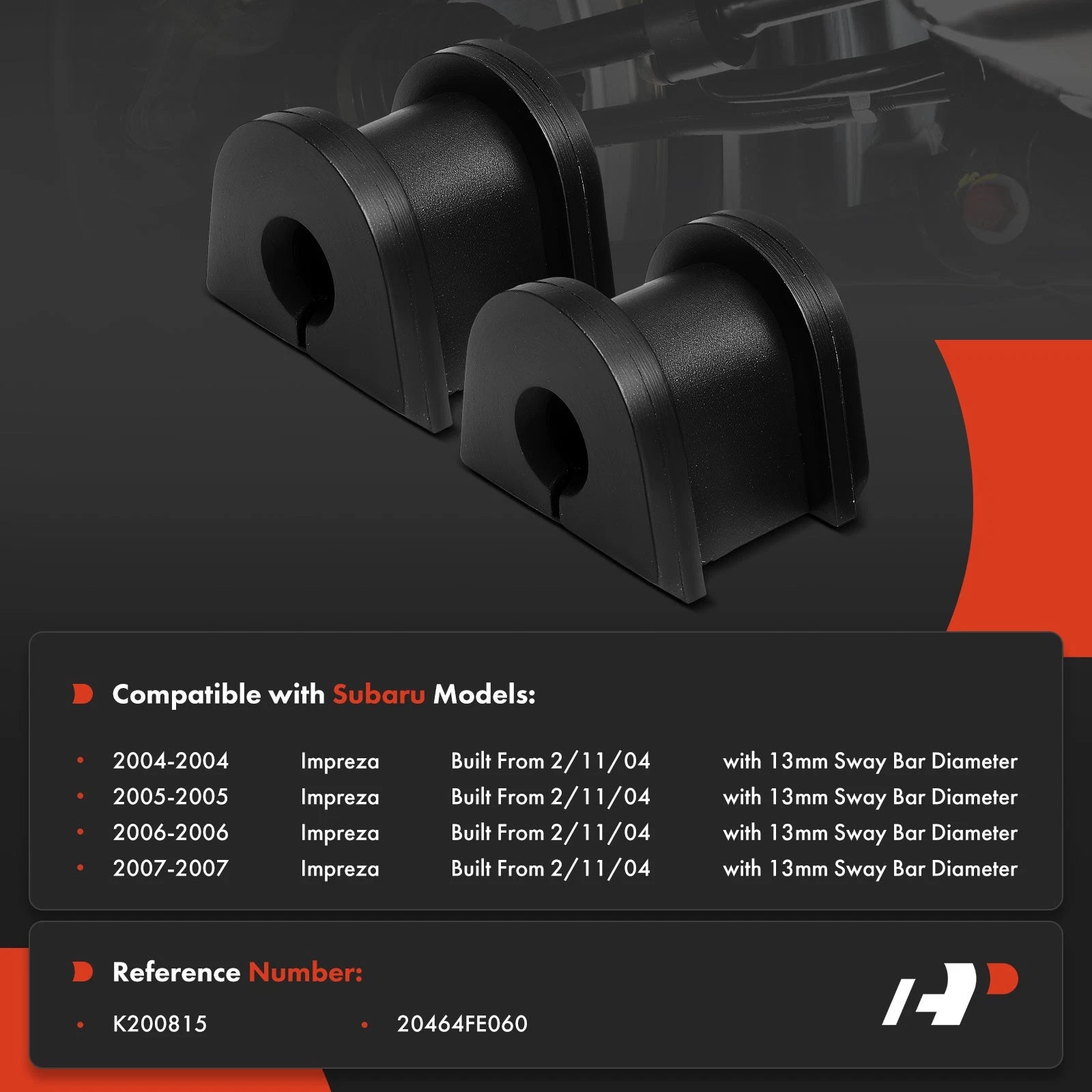 2X Rear Stabilizer Bar Bushing for Subaru Impreza (2004-2007)