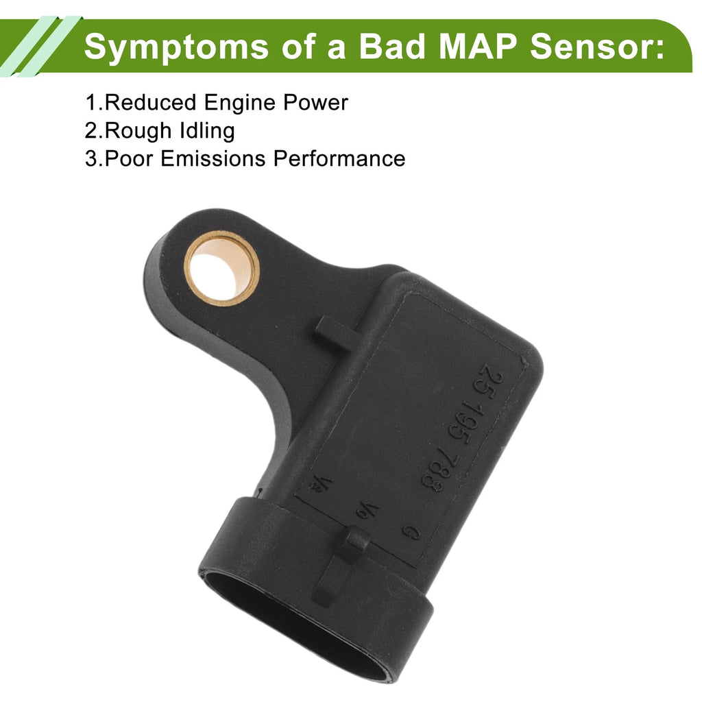 MAP Sensor for Chevrolet Kalos 1.4 16V (2003–2008) - Part No. 25195788
