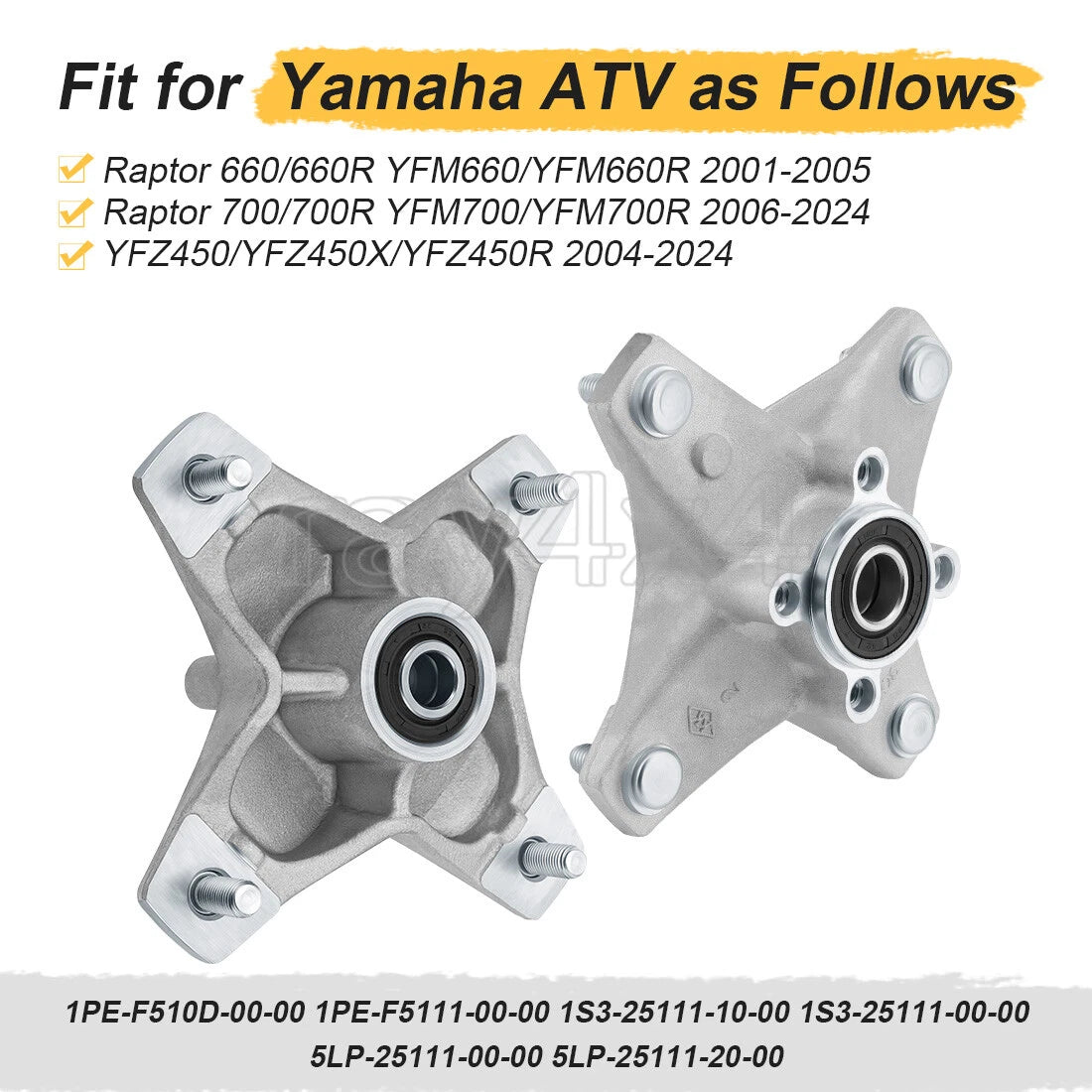 2 Front Wheel Hub Assembly for Yamaha YFZ450 YFZ450X YFZ450R (2004–2024)