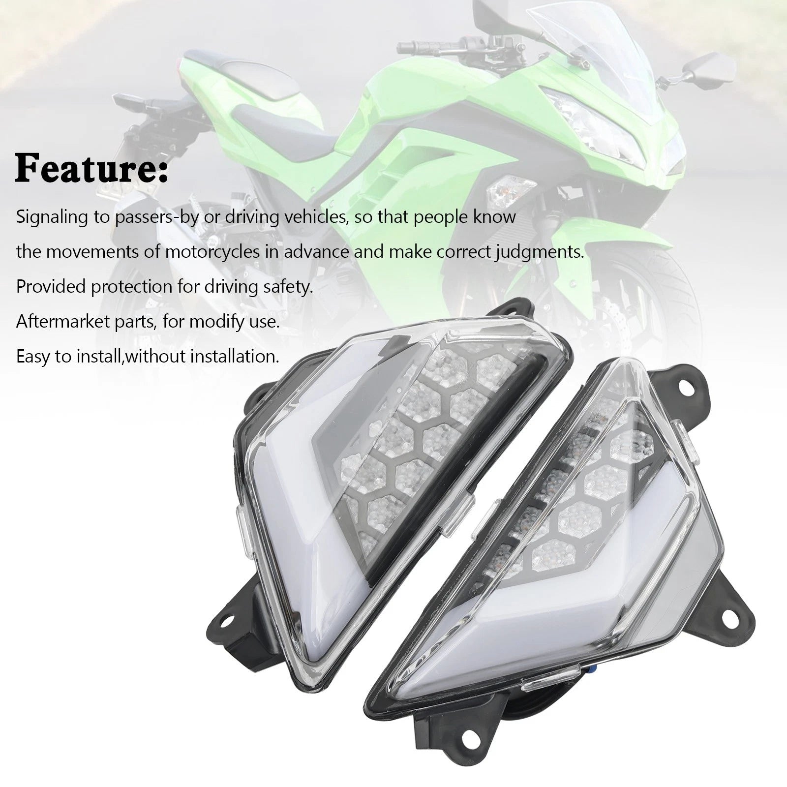 LED Front Turn Signal Light for Kawasaki Ninja 300/400/650 ZX-6R ZX-4RR (2013–2023)