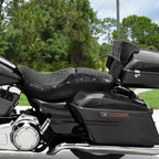 Black Driver Passenger Seat w/ Backrest for Harley Touring Glide (2014-2023)