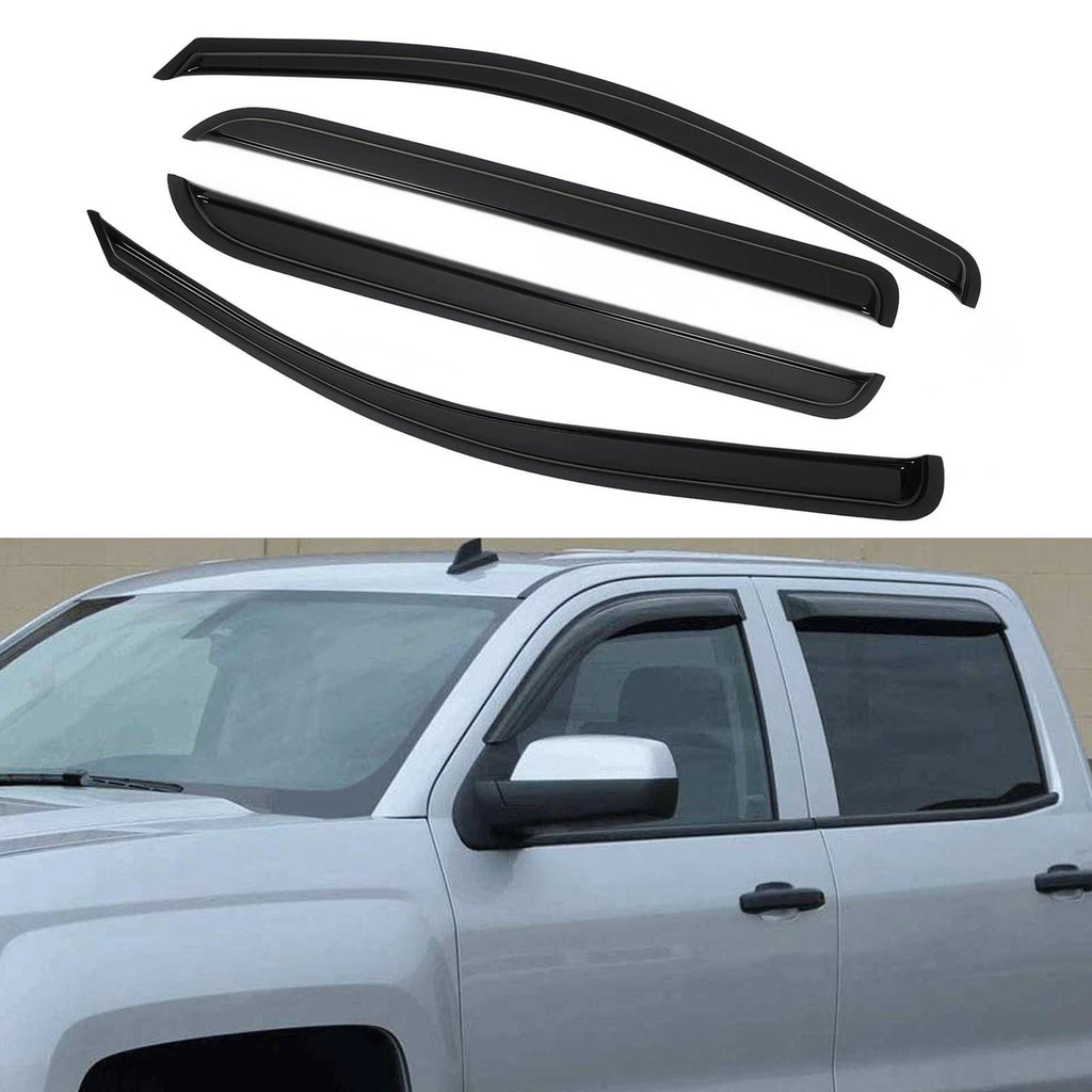 Set of 4 Window Visors for Chevy Silverado GMC Sierra Crew Cab (2014–2018)