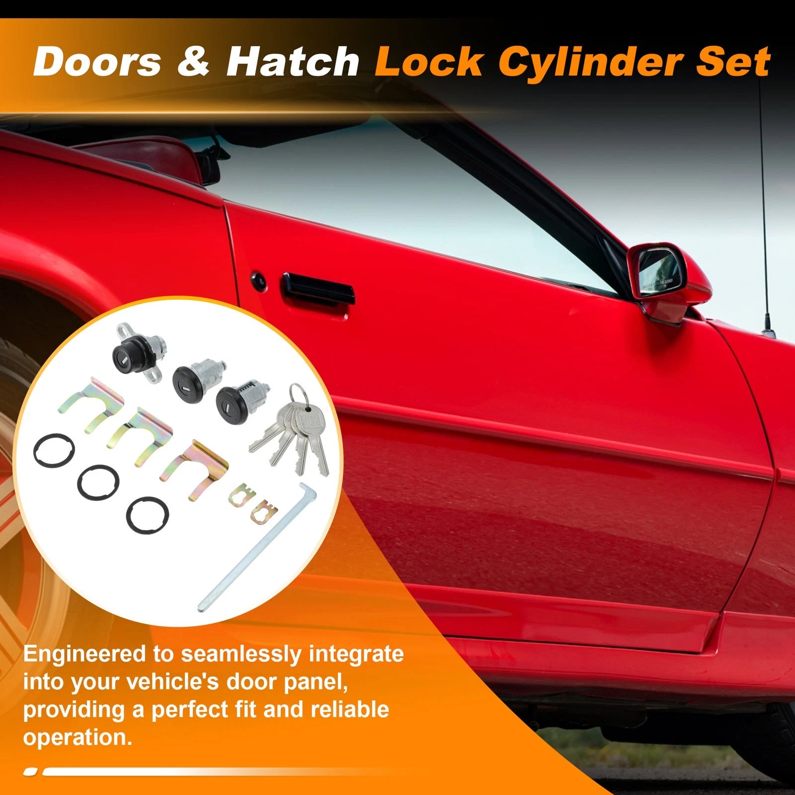 Set of 2 Doors & Hatch Lock Cylinder PY472 for Chevrolet Camaro, Firebird (1993–2002)